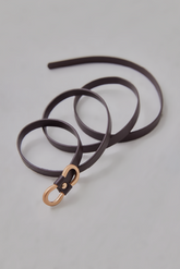 Double Buckle Thin Leather Belt in Chocolate